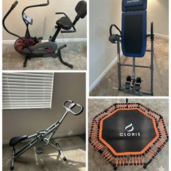     🔥 4-in-1 Home Gym Bundle: Bike + Inversion + Squat+ Trampoline