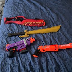 NERF Gun Bundle – Fortnite + Zombie Strike + Sword – $20 (Firm) 