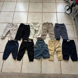 10 Pairs 12-18 Months Boys Pants (one pair Carters Overalls) 