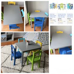 Kids Table and Chairs with Clear Cover 