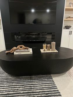 Crate & Barrel Metal Drum 62" Oval Coffee Table