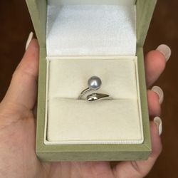 7.8mm Akoya sea pearl silver ring (size adjustable)