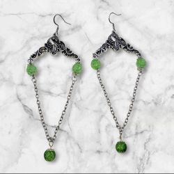 Elegant Silver and Green Dangle Earrings