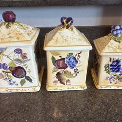 3 piece Capriware sugar jar set