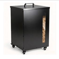 66lbs Rolling Wood Pellet Storage Bin with Lid, Heavy Duty Steel Firewood Pellet Container, Storage Bucket for Grill, Smoker, Home & Pellet Organizati