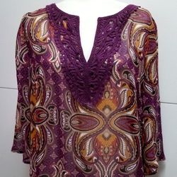 Womens Paisley Tunic Top L