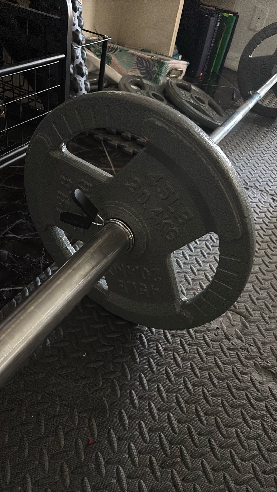 Olympic Barbell With Steel Weight Plates Set
