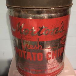 Vintage Morton’s Potato Chips Tin Can