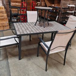 8 Piece Outdoor Patio Dining Set with Rectangle Table, Small Side Table and 6 Chairs