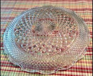 Vintage Lead Crystal Platter, 14” Crystal Platter