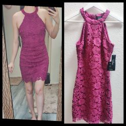 NEW**Lulu's Floral Lace Halter Body- con Dress