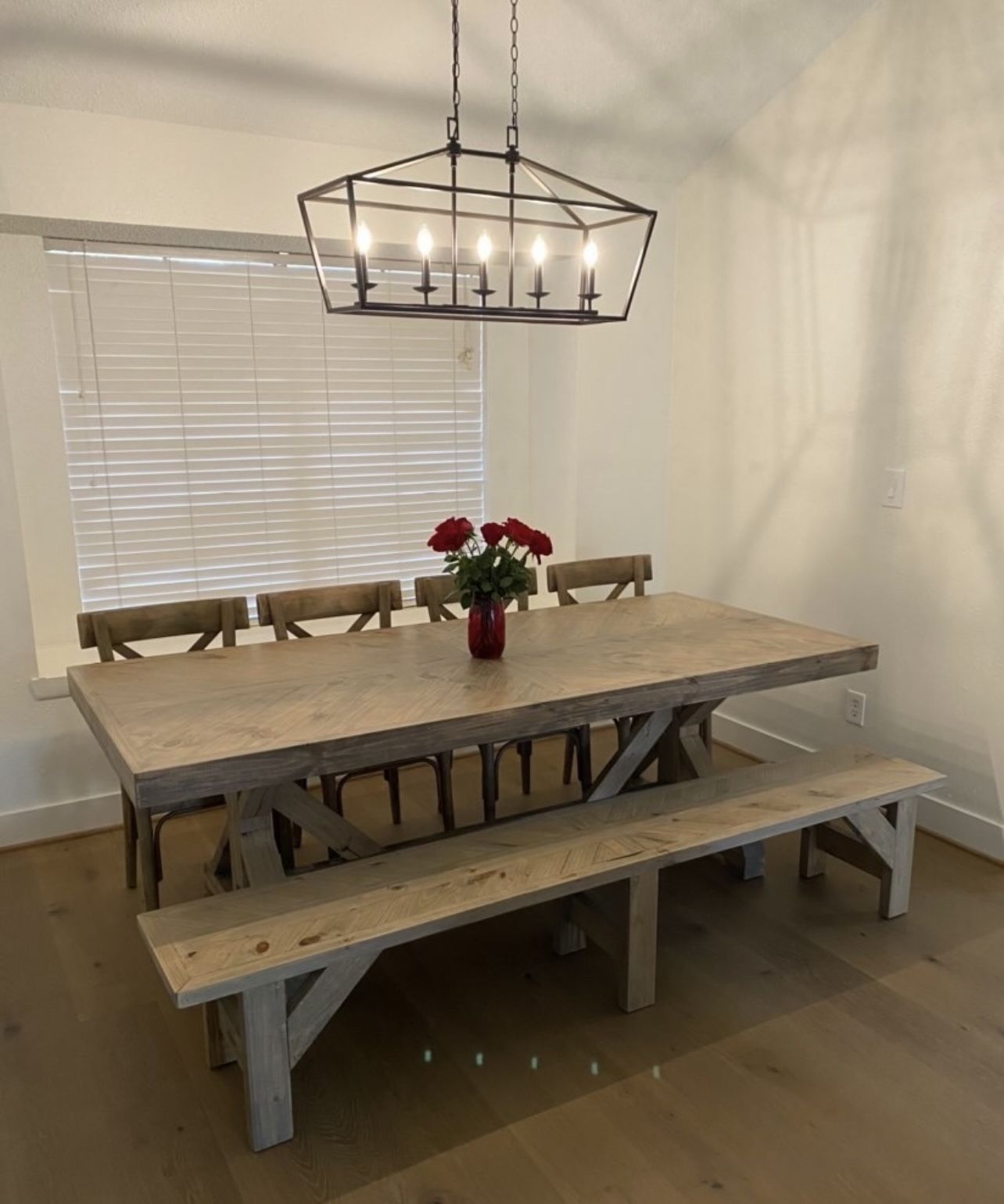 Custom Built Dining Table Solid wood Farmhouse Set Modern Rustic Bench Country Oval Round Counter Breakfast Height Farm house