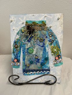 Handmade Mixed Media Ugly Sweater Art Collage