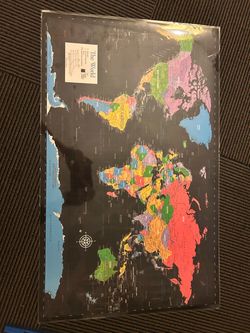 Double sided USA and world map laminated