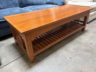 LEXINGTON FURNITURE Vintage Mission Style Rectangular Coffee Table with Side Tray Extensions