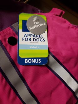 Small size dog jacket Puppy jacket NEW reversible Pink with velcro Easy to put on Reflective