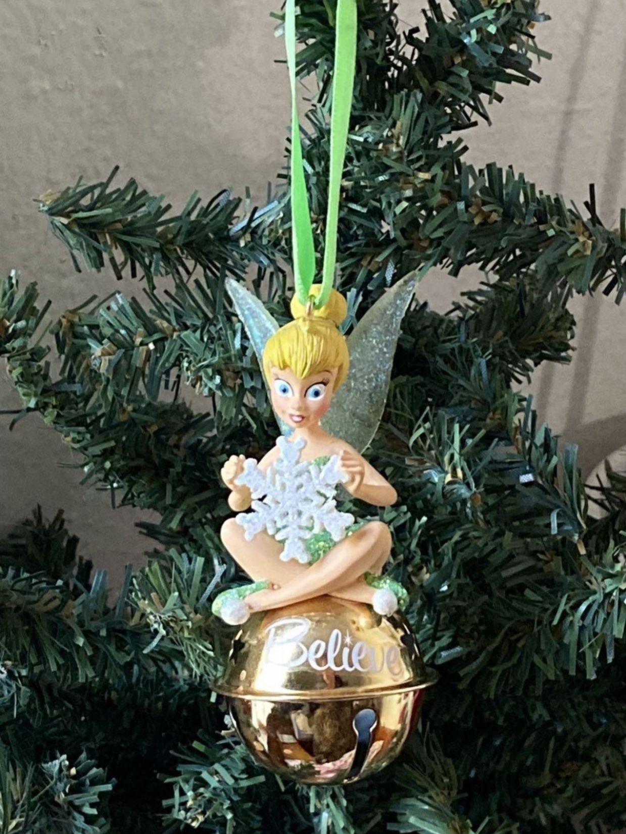 Disney’s TinkerBell “Believe” Gold Bell Christmas Ornament