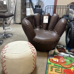 Baseball Glove Chair With Ball Ball Ottoman 