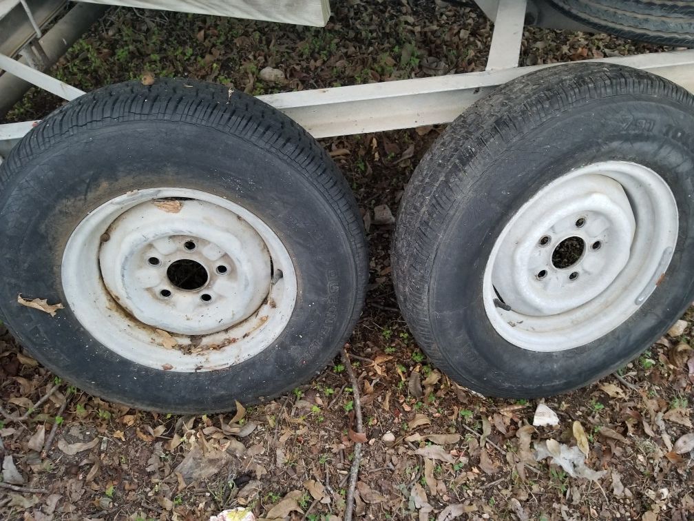 2 Tires 13" for trailers $100, 5 lug.