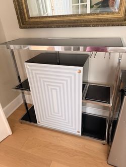 Zinnia 2-tier Bar Unit Glossy Black and White