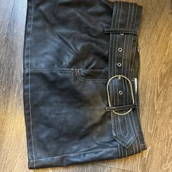 Leather Mini Skirt w/ Belt