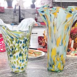 Two Large Decorative Glass Vases