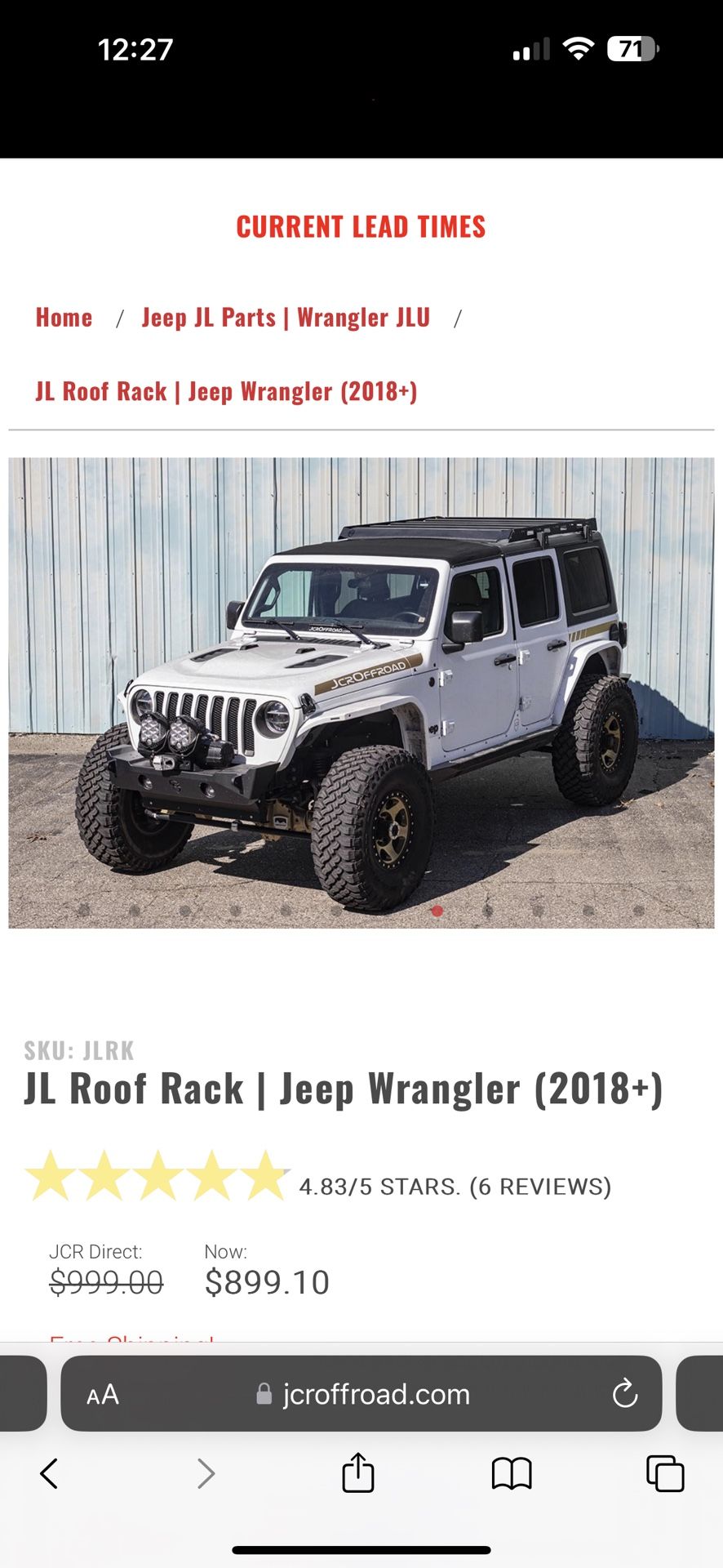 Roof rack for JL Jeep - JCR