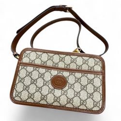 Gucci Interlocking G Patch Camera Bag GG Coated Canvas Mini! (WMP017358)