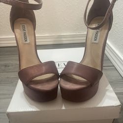 STEVE MADDEN Gonzo pink mauve satin platform sandals size 6
