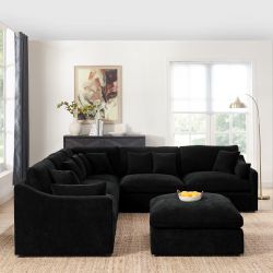 W487S00211/6-Seats Modular L-Shaped Sectional Sofa with Ottoman,10 Pillows, Oversized Upholstered Couch w/Removabled Down-Filled Seat Cushion for Liv