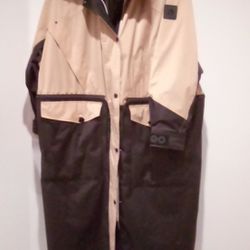Rare Moose Knuckle Raincoat Rain Coat Full Trench Coat Size Small Tan And Black