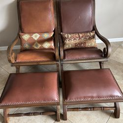 2 Leather Chairs And Ottoman 
