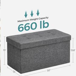 30 Inches Folding Storage Ottoman Bench