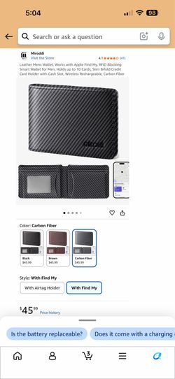 Mens carbon fiber wallet