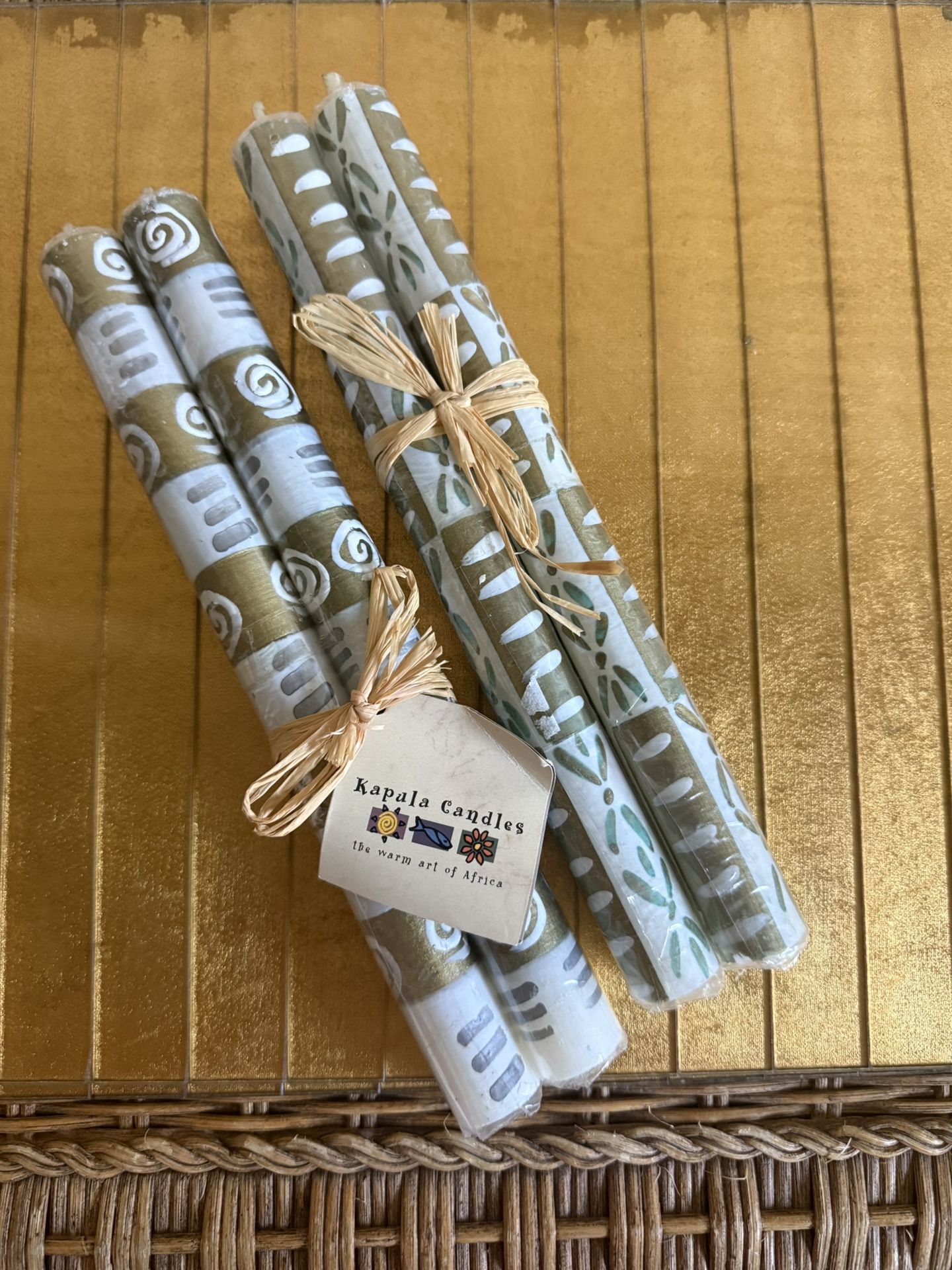 New X4 Kapula taper candles from Africa, 9 inches
