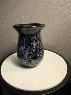 Blown Glass Vase - Black & White