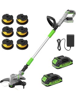 12" 21V Weed Wacker Cordless, 2 in 1 String Trimmer & Edger with Auto Line Feed