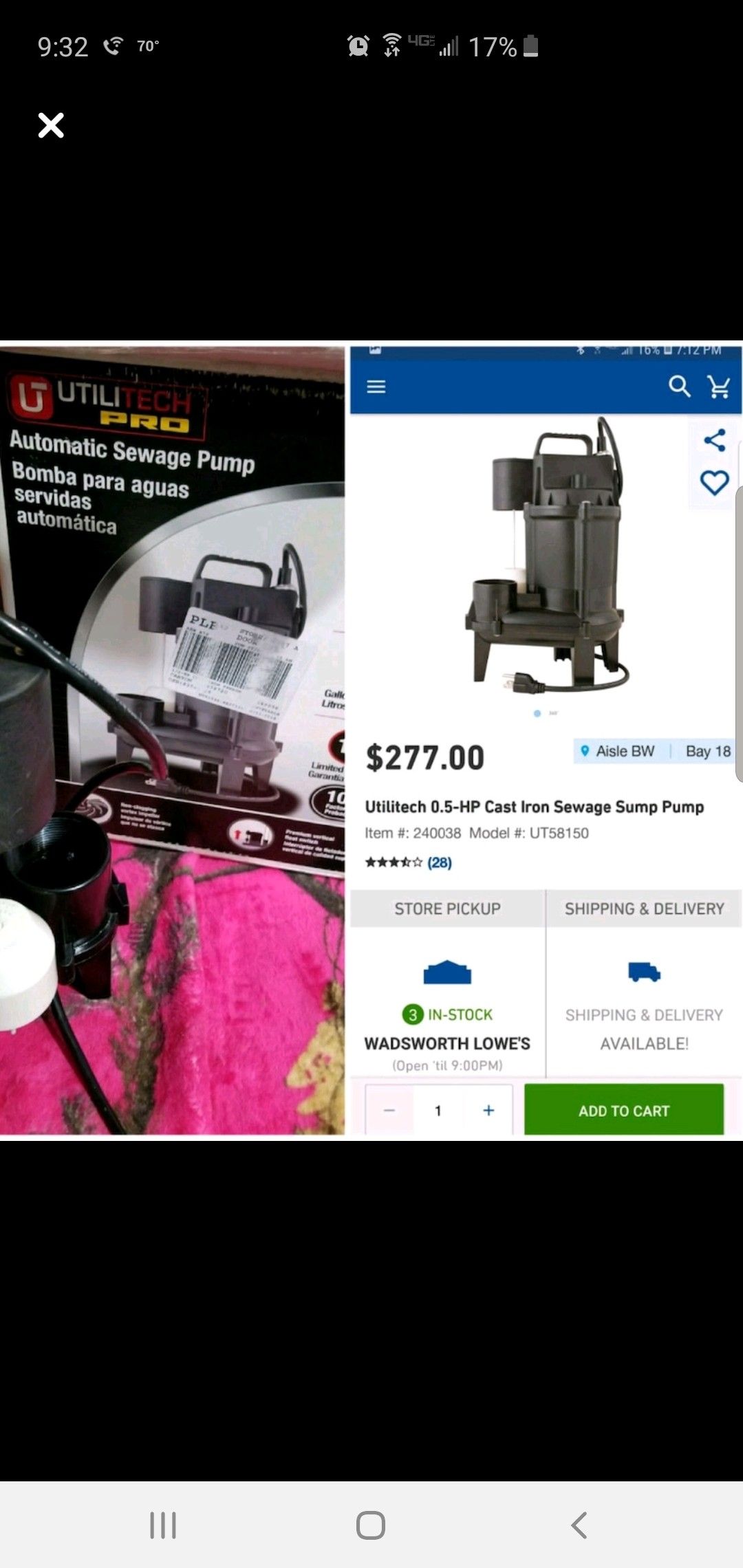 Automatic sewage pump