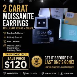 Moissanite EARINGS 4 CARAT TOTAL WEIGHT