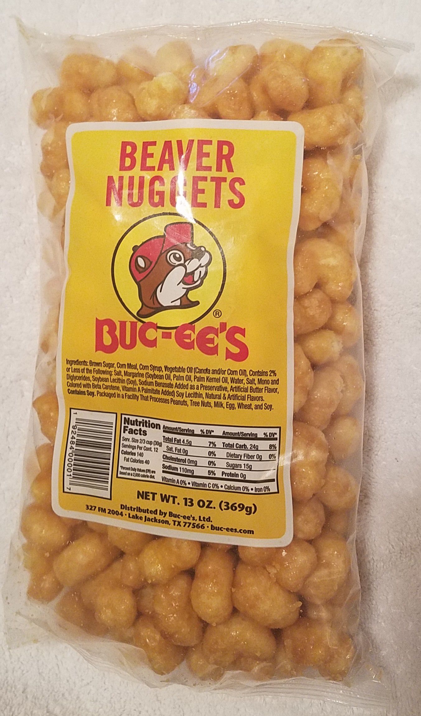 Buc-ees Beaver Nuggets Sweet Corn Puff Snacks Texas Bucees, (1) 13 oz bag