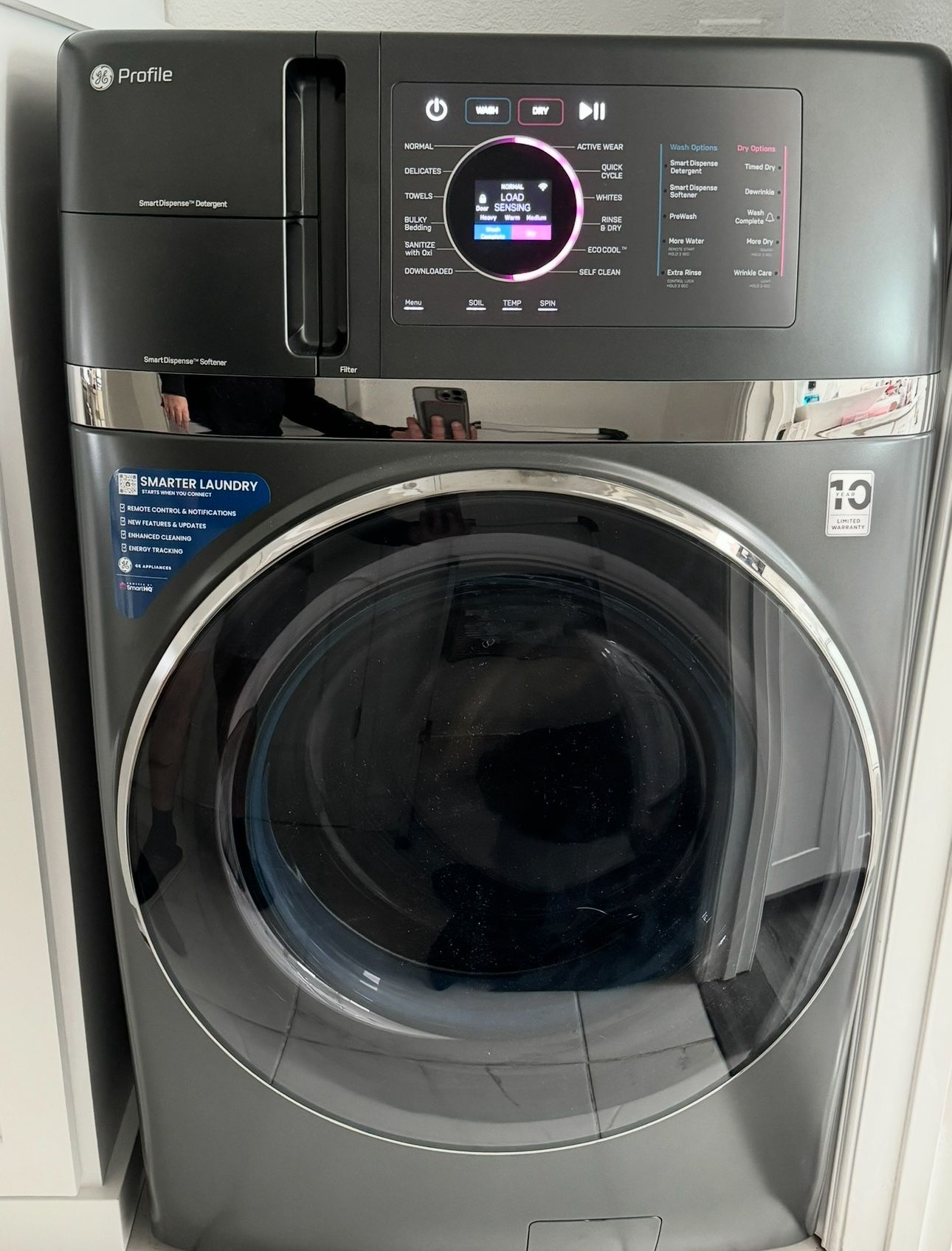 GE Profile 4.8-cu ft Capacity Carbon Graphite Ventless All-In-One Washer Dryer Combo