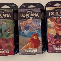 Disney Lorcana 3 New Sealed Starter Deck Boxes