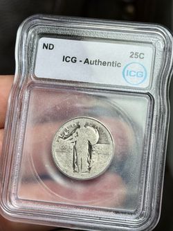 Nice 🔥!! ICG Authenticated Standing Liberty Silver Quarter – 90% Silver – Vintage U.S. Coin !