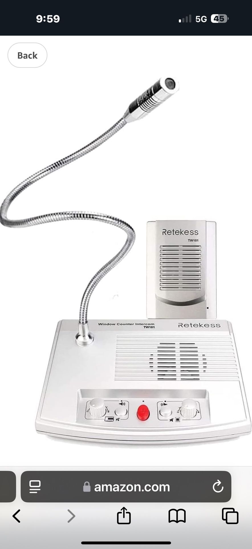 TW101 Window Speaker Support Mute, External Audio, Intercommunication Microphone for Business, Travel Agency, Hospital, School