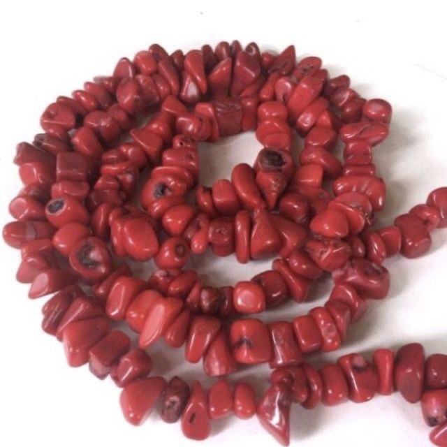 2 strands red coral chips for jewelry making