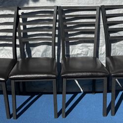 Row Contemporary Set of 4 Stackable Metal Dining Chairs in Black