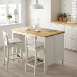 Kitchen island, off-white/oak, 49 5/8x30 3/8 "
