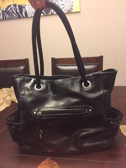 George - Faux Leather Black Diaper Bag