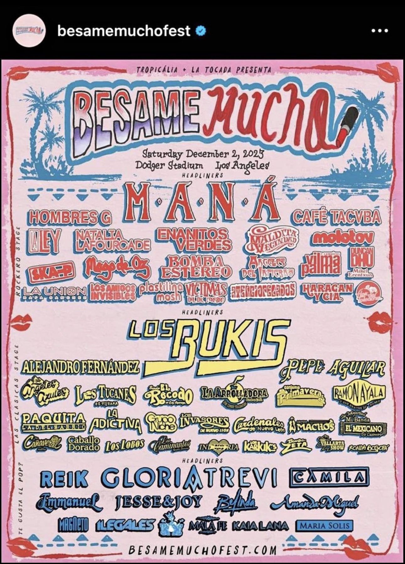 2 GA Tickets Besame Mucho Festival 12/2
