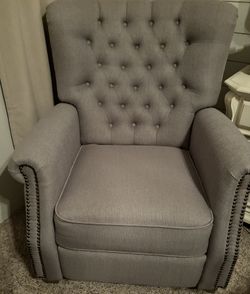 Wingback Tufted Reclining Armchair-gray